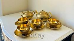 Kiri Mon Paulownia Flower Triple 1921 Gold Porcelain Tea Set Teapot Sugar cup