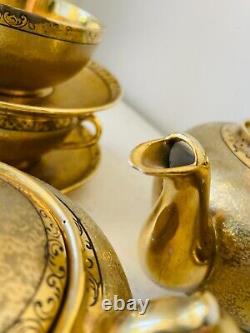 Kiri Mon Paulownia Flower Triple 1921 Gold Porcelain Tea Set Teapot Sugar cup