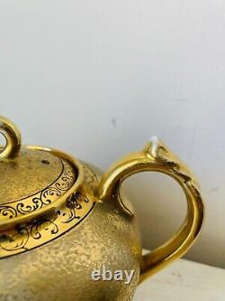 Kiri Mon Paulownia Flower Triple 1921 Gold Porcelain Tea Set Teapot Sugar cup
