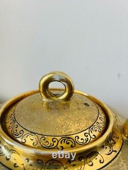 Kiri Mon Paulownia Flower Triple 1921 Gold Porcelain Tea Set Teapot Sugar cup