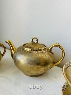 Kiri Mon Paulownia Flower Triple 1921 Gold Porcelain Tea Set Teapot Sugar cup