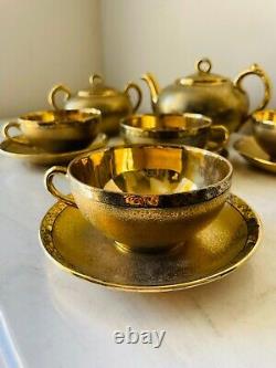 Kiri Mon Paulownia Flower Triple 1921 Gold Porcelain Tea Set Teapot Sugar cup
