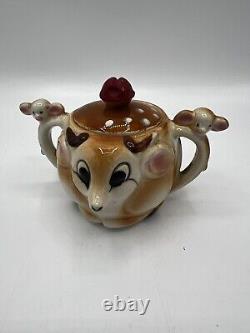 Kitschy Japan Rudolph Reindeer Deer Teapot Sugar Creamer Set VTG Christmas