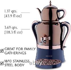 Korkmaz Tea Maker Set Stainless Steel Samovar, Electric Teapot Set for Gift