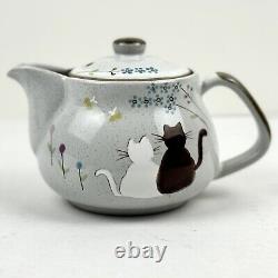 Kutani Yaki Ware Japanese Teapot, Teacup, Mug Cats 3pc. Japanese Tea Set