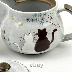 Kutani Yaki Ware Japanese Teapot, Teacup, Mug Cats 3pc. Japanese Tea Set