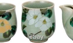 Kutani yaki Yunomi Kyusu set Japanese Tea Pot Cup set of 3 Gold Silver Camellia