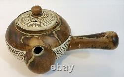 Kyusu Japanese Tea Pot Set with Bowl 4 Cups All Marked Handcrafted In Japan