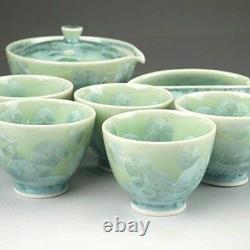 Kyusu Yunomi Yusamashi Kyo Kiyomizu yaki Japanese Sencha tea cup pot set crystal