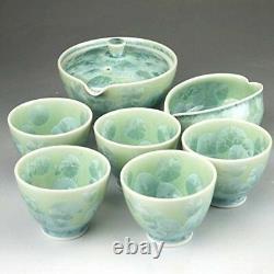 Kyusu Yunomi Yusamashi Kyo Kiyomizu yaki Japanese Sencha tea cup pot set crystal