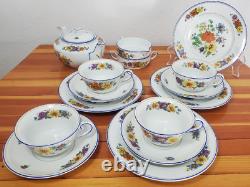 LDB & Co 15 piece Tea Set Germany Cobalt Blue & Gold Accents Wild Flowers china