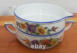 LDB & Co 15 piece Tea Set Germany Cobalt Blue & Gold Accents Wild Flowers china