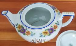 LDB & Co 15 piece Tea Set Germany Cobalt Blue & Gold Accents Wild Flowers china