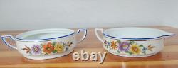 LDB & Co 15 piece Tea Set Germany Cobalt Blue & Gold Accents Wild Flowers china