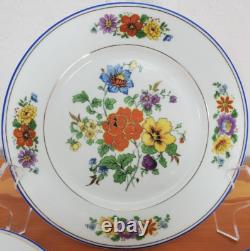 LDB & Co 15 piece Tea Set Germany Cobalt Blue & Gold Accents Wild Flowers china