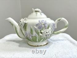 LENOX CHINA THE GARDEN TURTLES TEAPOT HAND PAINTED WithGOLD TRIM & CRYSTALS