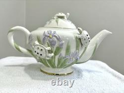 LENOX CHINA THE GARDEN TURTLES TEAPOT HAND PAINTED WithGOLD TRIM & CRYSTALS