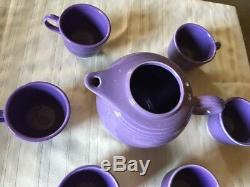 LILAC Fiestaware, Teapot (no lid) and 6 Tea Cups Set Fiesta, purple SHIPS FREE