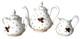 Limoges Tea Set Teapot Sugar Creamer Gold Fruit Leaf Stars Hand Painted France