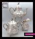 Lovely Antique 1880s French Sterling Silver Tea Pot Set 3 Pc Rococo Style