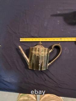 LUNT Silver Plate 5 Piece Set Coffee Pot, Tea Pot, Creamer, Sugar & Tea Caddy