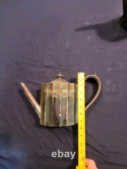 LUNT Silver Plate 5 Piece Set Coffee Pot, Tea Pot, Creamer, Sugar & Tea Caddy