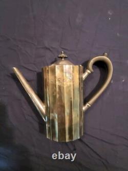 LUNT Silver Plate 5 Piece Set Coffee Pot, Tea Pot, Creamer, Sugar & Tea Caddy