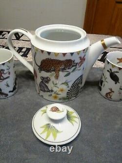 LYNN CHASE Designs, Inc. HARMONY 5pc 6 cups TEAPOT with Four MUGS SET