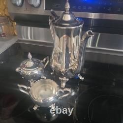 L. S. CO. SILVER PLATED TEA / COFFEE POT And Sugar Cup SET Pre-Owned Very Clean