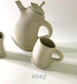 Lambert Tea Set Modernist Dancing & Strutting Signed Collectible Teapot + 2 Cups