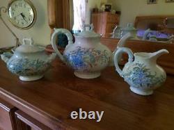 Large Limoges Hand Painted Tea Pot /Creamer Sugar Bowl Set