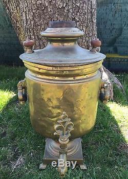 Late 1800's Imperial Russian Copper/Brass Samovar Tea Pot P. D Abramova Moscow