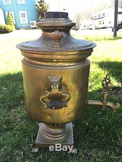 Late 1800's Imperial Russian Copper/Brass Samovar Tea Pot P. D Abramova Moscow