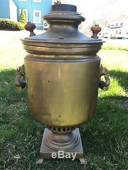 Late 1800's Imperial Russian Copper/Brass Samovar Tea Pot P. D Abramova Moscow