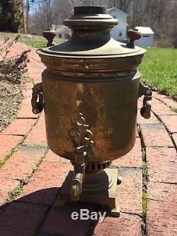 Late 1800's Imperial Russian Copper/Brass Samovar Tea Pot P. D Abramova Moscow