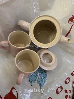 Le CREUSET SHELL PINK CHIFFON PINK COLLECTION RARE GRAND TEA POT TEAPOT MUGS SET