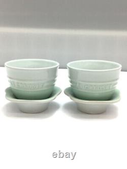 Le Creuset Small Flower Teapot Set Ice Green Teapot Cups Saucers with Box