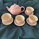 Le Creuset Tea Pot Set Teapot & 4 Cup & 4 Sorcer Set Pink Stoneware With Box