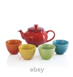Le Creuset Teapot Set 4 Teacup Rainbow Collection with Infuser Stoneware