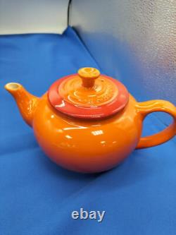 Le Creuset Teapot Set Orange Teapot Cups and Saucers Set of 4 Stoneware