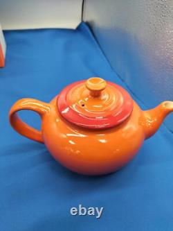 Le Creuset Teapot Set Orange Teapot Cups and Saucers Set of 4 Stoneware