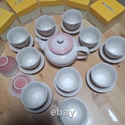 Le Creuset Teapot Set Powder Pink Teapot Cups and Saucers Set of 11 Stoneware