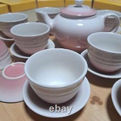 Le Creuset Teapot Set Powder Pink Teapot Cups and Saucers Set of 11 Stoneware