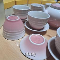 Le Creuset Teapot Set Powder Pink Teapot Cups and Saucers Set of 11 Stoneware