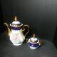 Leander 1946 China De Boheme Tea Pot &sugar Bowl Set Of 2 Royal Blue Gold