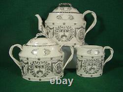 Leeds Pottery tea service set Wool Staplers Guild Revival Teapot Sugar Creamer