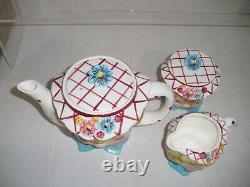 Lefton Miss Dainty Blonde Girl Set Cream & Sugar & Teapot