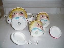 Lefton Miss Dainty Blonde Girl Set Cream & Sugar & Teapot