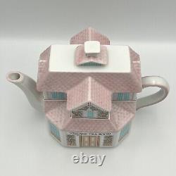 Lenox Spice Village Tea Room with Lid 1991 Vintage Tea Pot Colorful Pink Porcelain