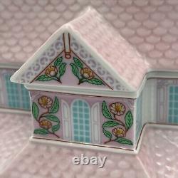 Lenox Spice Village Tea Room with Lid 1991 Vintage Tea Pot Colorful Pink Porcelain